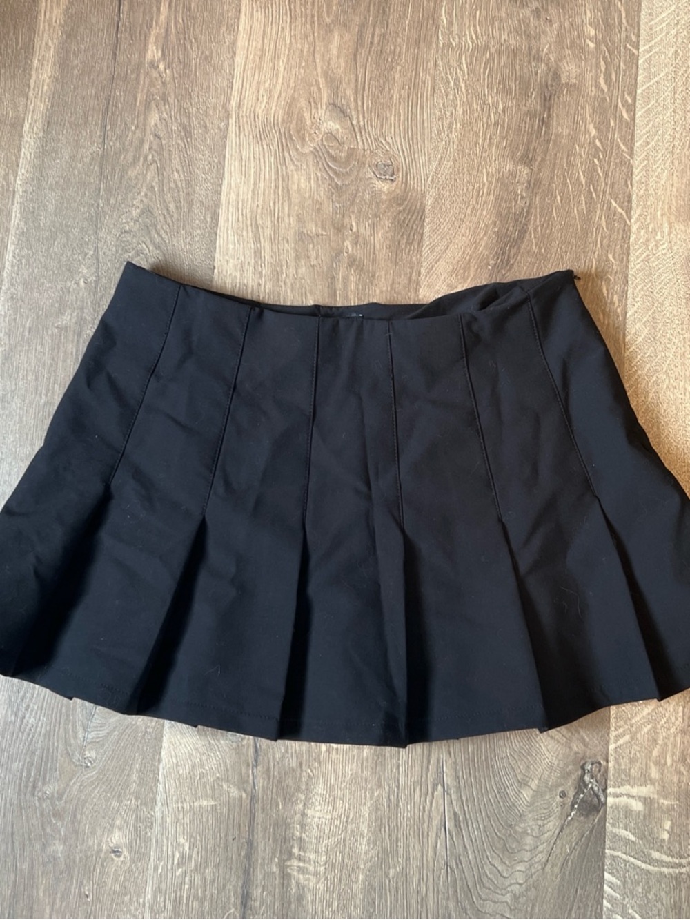Zara Black Pleated Skater Mini Skirt